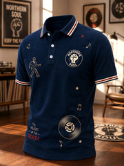 Men's Retro Northern Soul Print Casual Polo Shirt