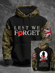 Men's 11th November Remembrance Day LEST WE'S FORGET Remembrance Hoodie
