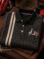 Men's UK Music Lover Mods Art Printed long sleeve polo