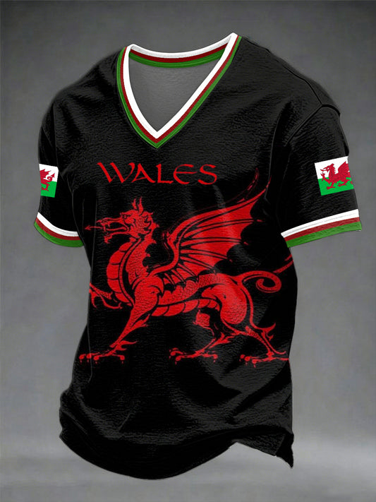 Men's Welsh Dragon V-neck T-shirt