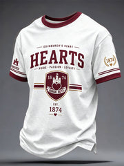 Men's Maroon Hearts Football Lover Printed T-shirt