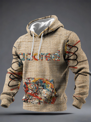 Men's Lemon Roses Music Lover Printed Checkered Cotton Hoodie