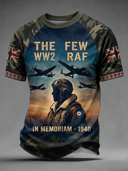 Men's UK Flag Veteran Camouflage Print Casual Tee