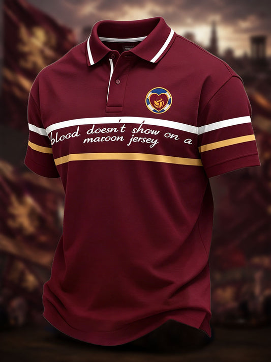 Men's Scotland Football Lover Hearts Maroon Art Printed Casual Tops
