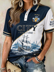 Women's Manchester Football Lover Blue Art Printed T-shirt
