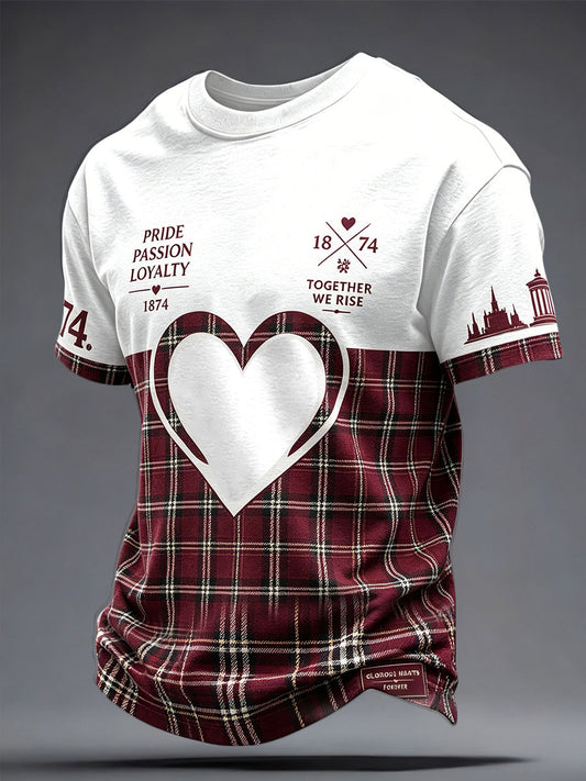 Men's Scotland Football Lover Hearts Art Printed T-shirt