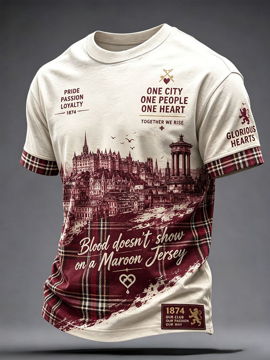 Men's Scotland Football Lover Hearts Art Printed T-shirt