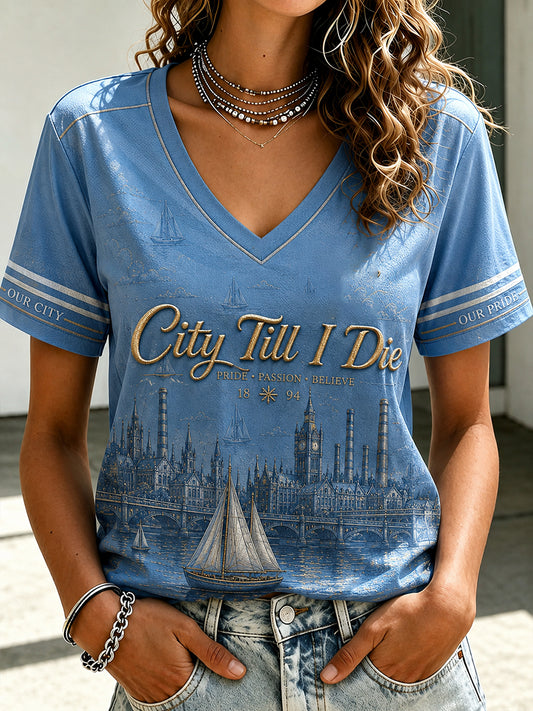 Women's Manchester Football Lover City&Bee Art Printed T-shirt