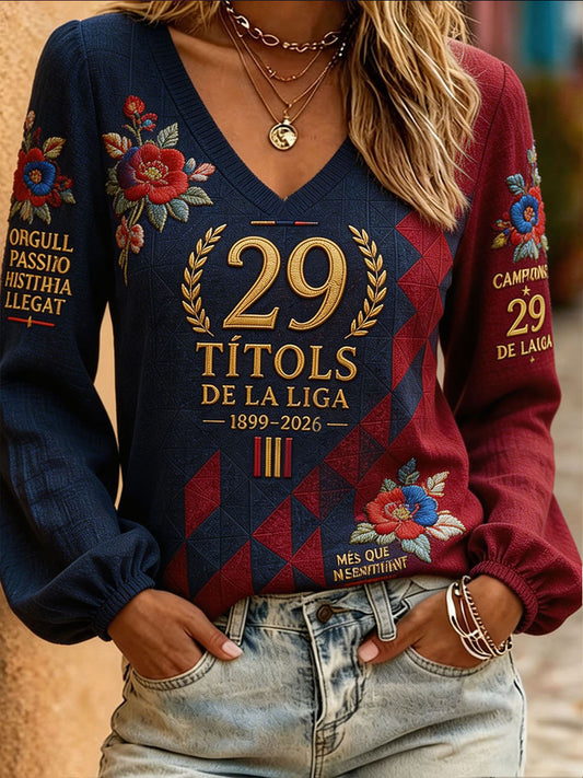 Women's Spain Orgull Blaugrana Football Lover Art Printed Linen T-shirt