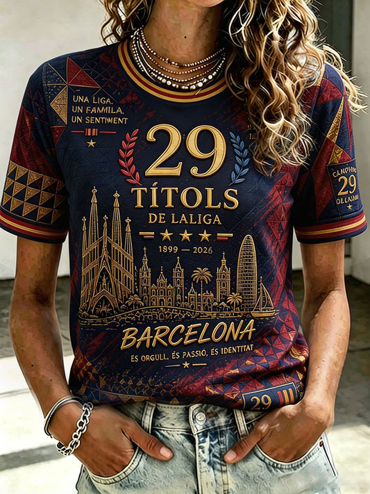 Women's Spain Orgull Blaugrana Football Lover Art Printed T-shirt