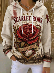 Women's UK Rugby Roses Lover Art Printed Hoodie