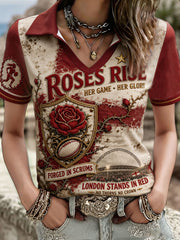 Women's UK Rugby Roses Lover Art Printed T-shirt