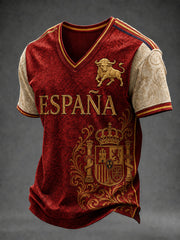 Men's Spain Football V-neck T-shirt