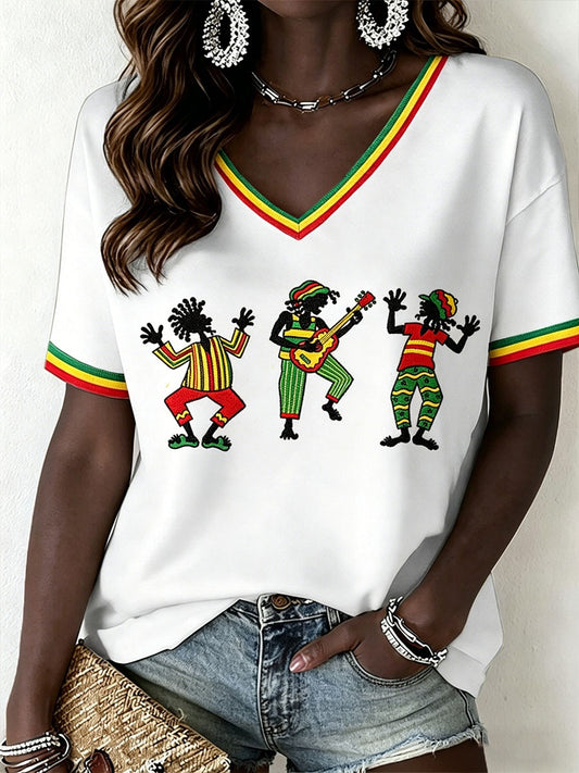 Women's Reggae V-Neck T-Shirt