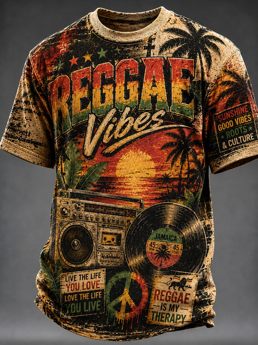 Men's Reggae Print Casual T-Shirt