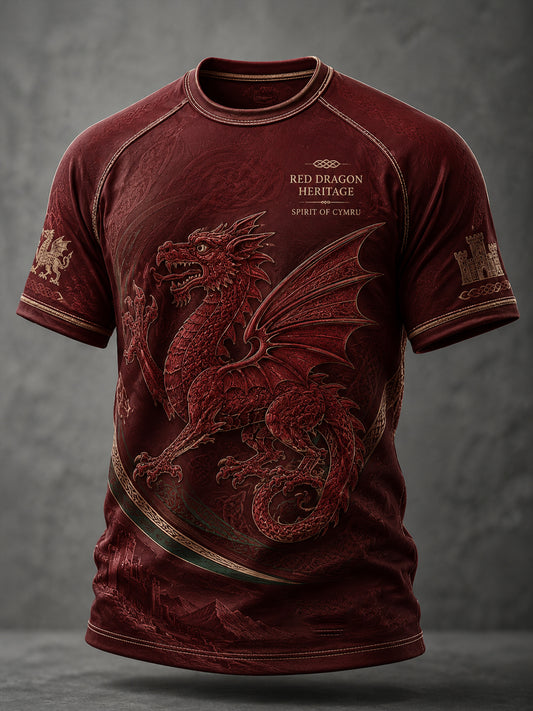 Men's Welsh Dragon Printed Casual short sleeves t-shirt