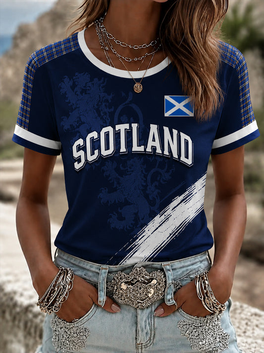 Women's  Scotland Art Printed Short Sleeve T-shirt