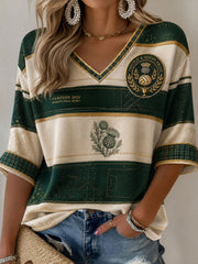 Women's Green Football Lover Art Printed T-shirt