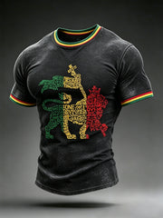 Men's Reggae Lion Print Short Sleeves T-shirt