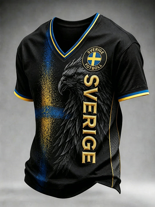 Men's Swedish Football V-neck T-shirt