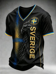 Men's Swedish Football V-neck T-shirt