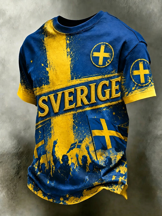Men's Swedish Football Printed T-shirt