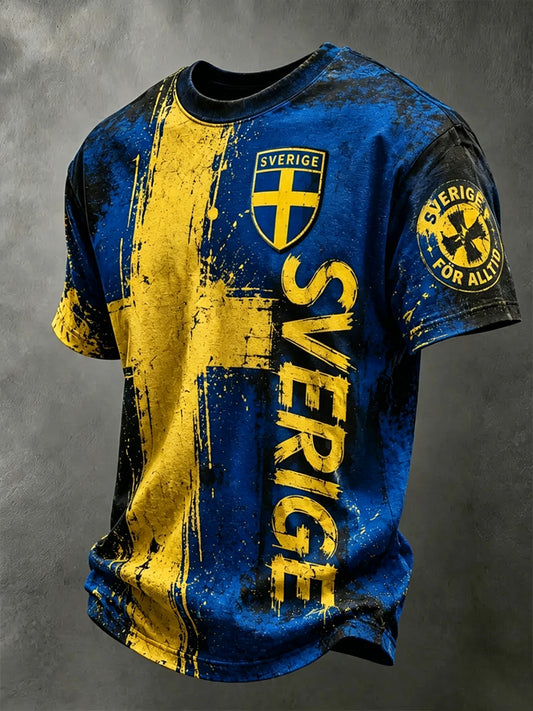 Men's Swedish Football Printed T-shirt