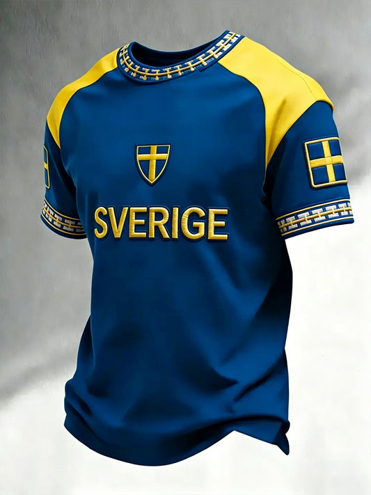 Men's Swedish Football Printed T-shirt