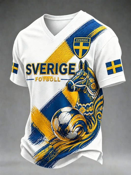 Men's Swedish Football V-neck T-shirt