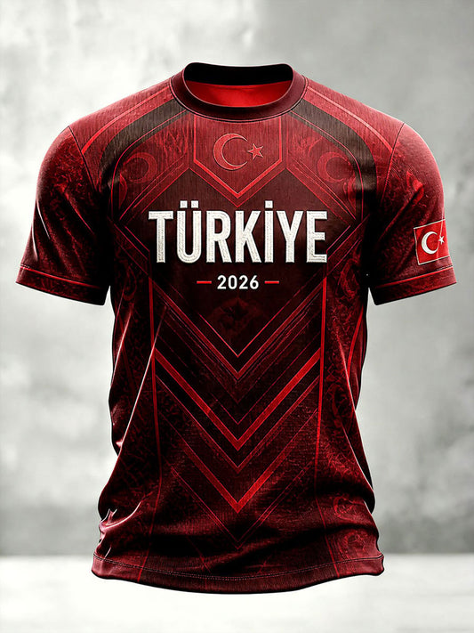 Men's Turkish football casual print short sleeves t-shirt