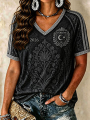 Women's Turkish Football V-Neck T-Shirts