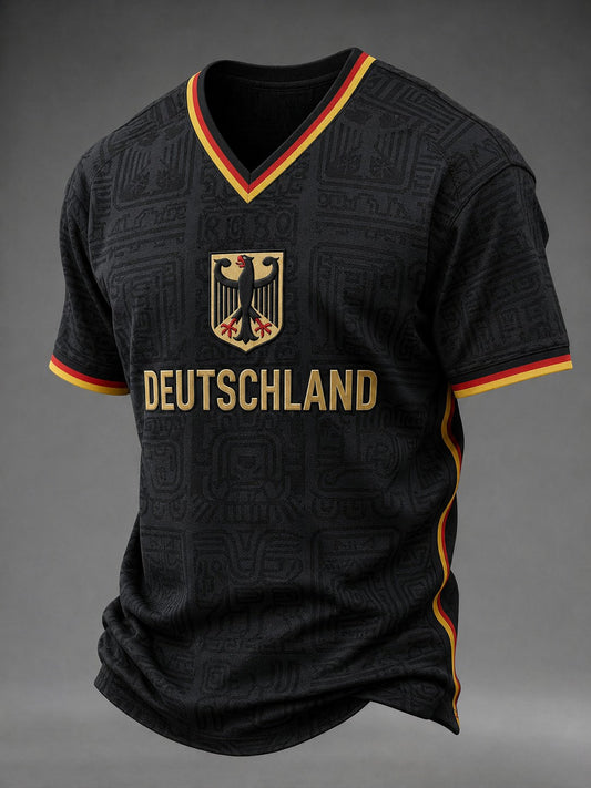 Men's Germany Football Printed V-neck T-shirt