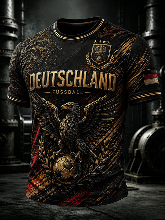 Men's Vintage Deutschland Football Fan Printed T-shirt