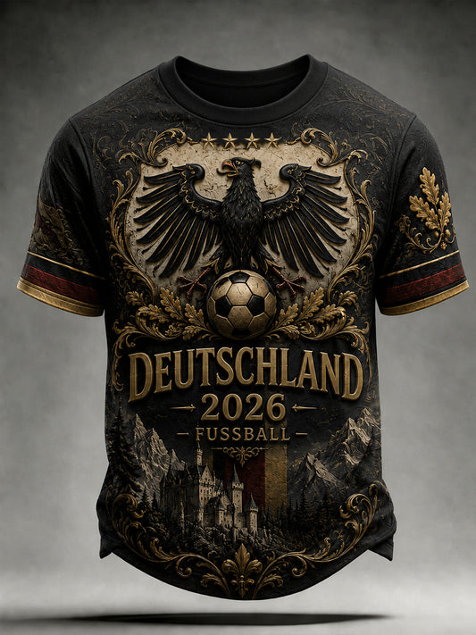 Men's Vintage Deutschland Football Fan Printed T-shirt