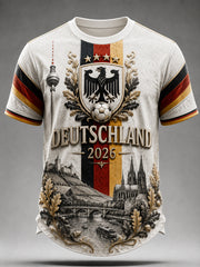 Men's Vintage Deutschland Football Fan Printed T-shirt