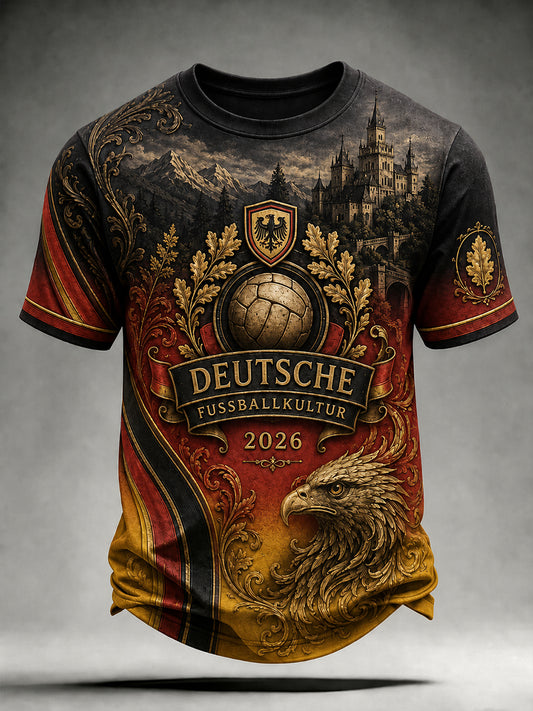 Men's Vintage Deutschland Football Fan Printed T-shirt