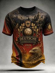Men's Vintage Deutschland Football Fan Printed T-shirt