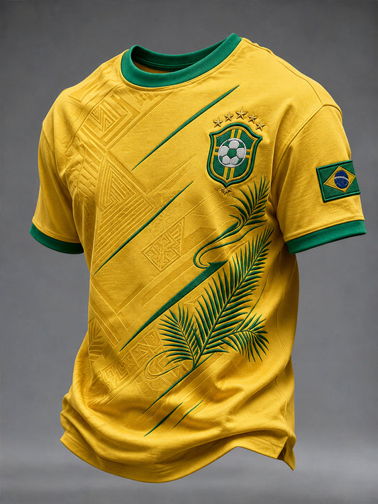 Men's Brazil  Football Fan Gift Short Sleeve T-shirt