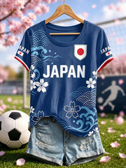 Women's Japanese Football Print Casual T-Shirt