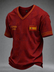 Men's Gift For Football Fans Print Casual V-neck  Short Sleeve T-shirt