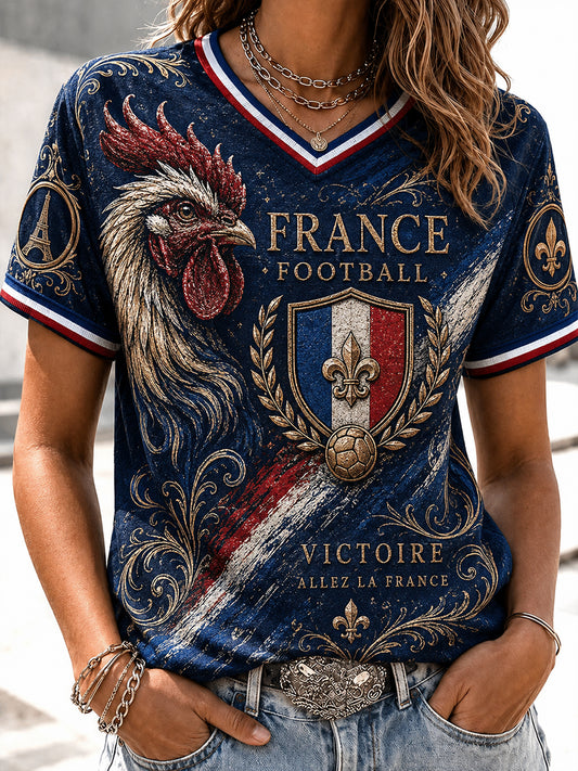 Women's French Football Fan Print T-shirt
