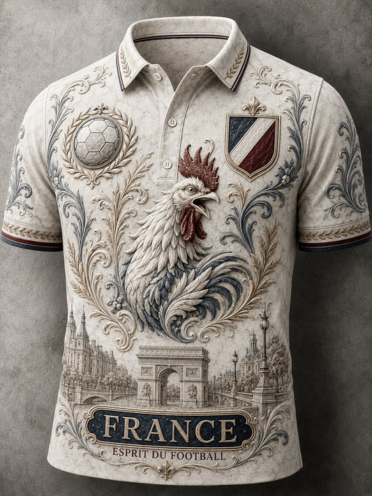 Men's French Football Fan Print Shirt