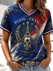 Women's French Football Fan Print T-shirt