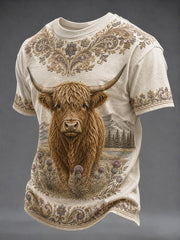 Men's Highland Denim Plaid Print Unisex T-shirt
