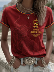 Women's Spain Football Short-sleeved T-shirt