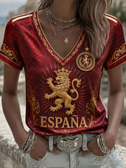 Women's ESPAÑA Football Short-sleeved T-shirt