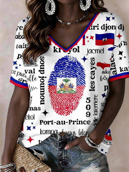 Women's Haiti V-Neck T-Shirt