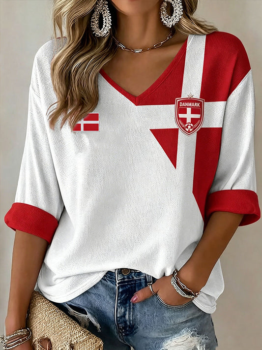 Women's Denmark Football Waffle T-shirt