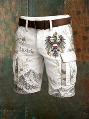 Men's  Austrian Pattern And Artistic Print Shorts
