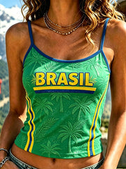 Women's  football element plant print casual vest